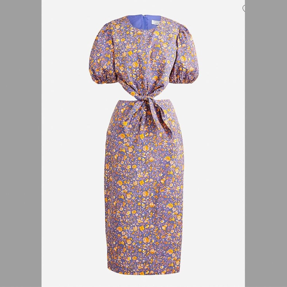 J. Crew Size 10 Cutout cotton poplin dress in midnight floral